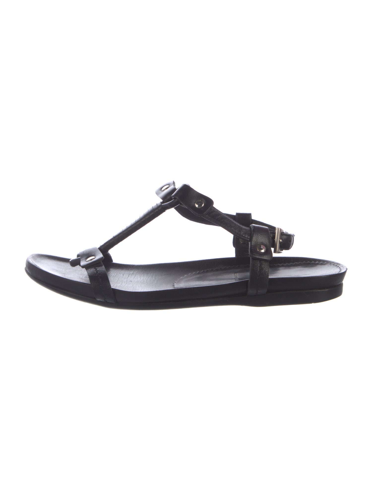 Prada Leather T-Strap Sandals