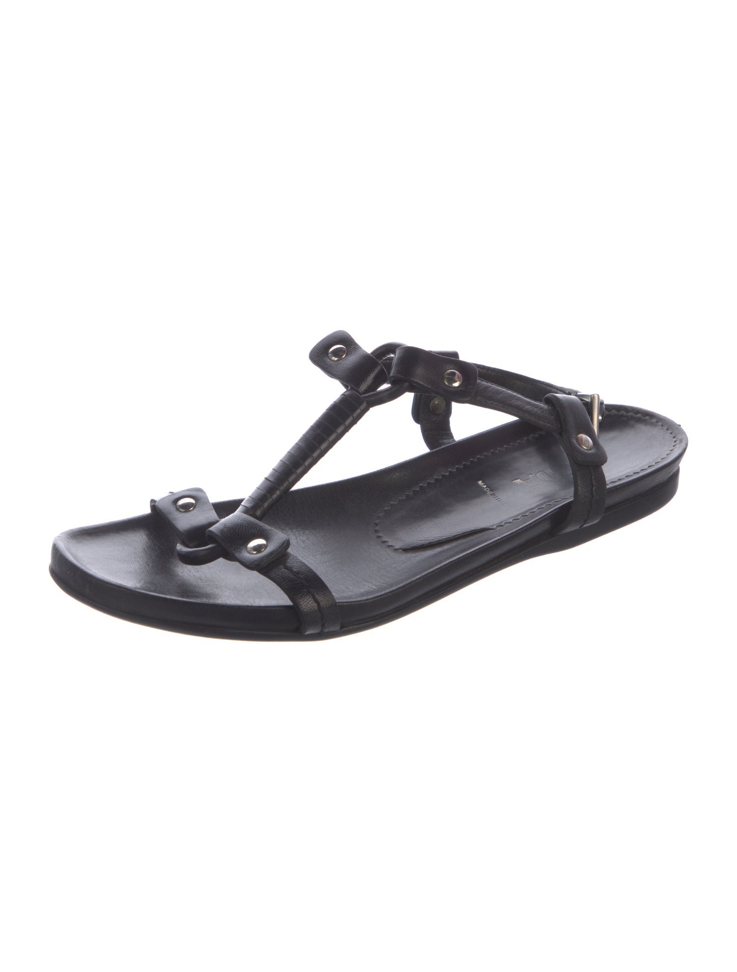 Prada Leather T-Strap Sandals