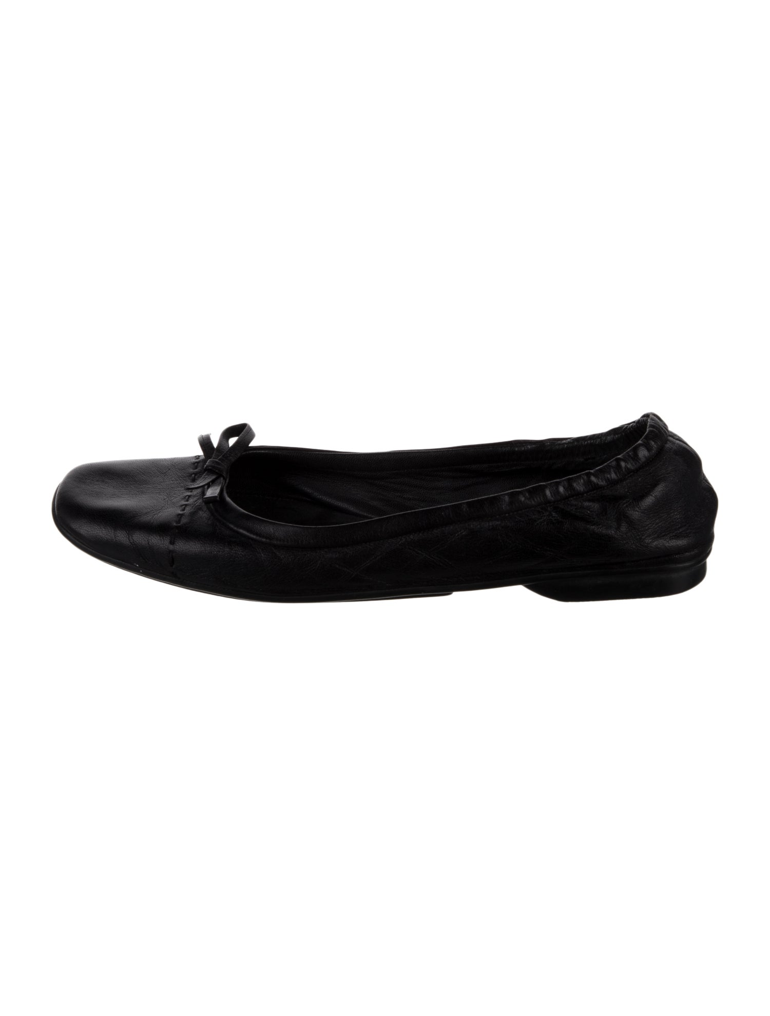 Prada Leather Bow Accents Ballet Flats