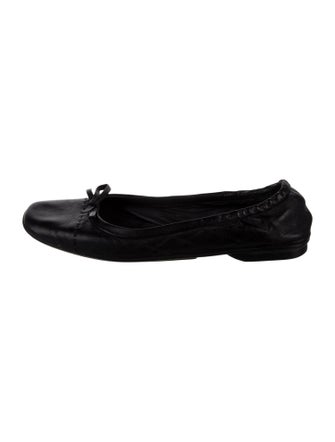 Prada Leather Bow Accents Ballet Flats