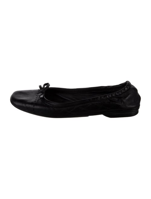 Prada Leather Bow Accents Ballet Flats
