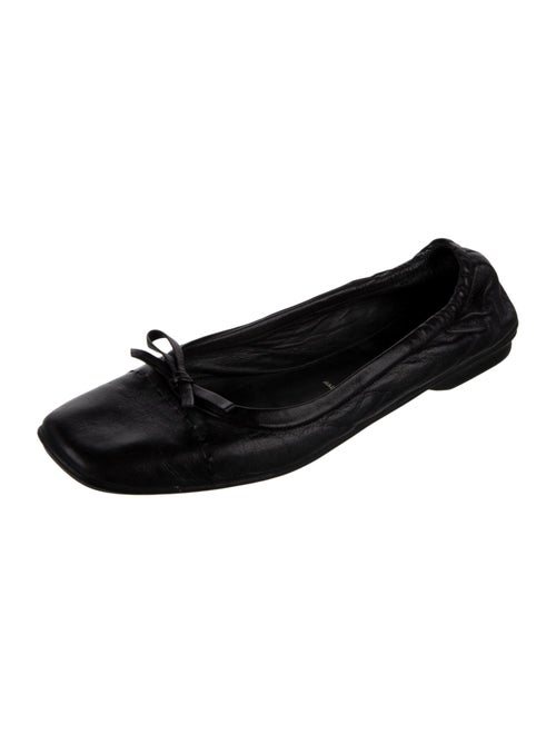 Prada Leather Bow Accents Ballet Flats