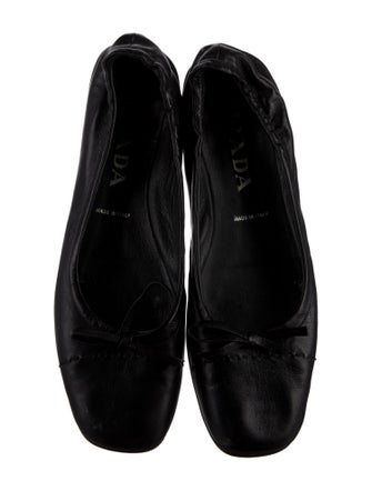 Prada Leather Bow Accents Ballet Flats