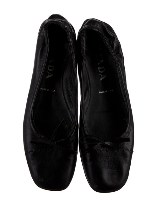Prada Leather Bow Accents Ballet Flats