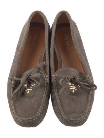 Prada Suede Studded Accents Moccasins