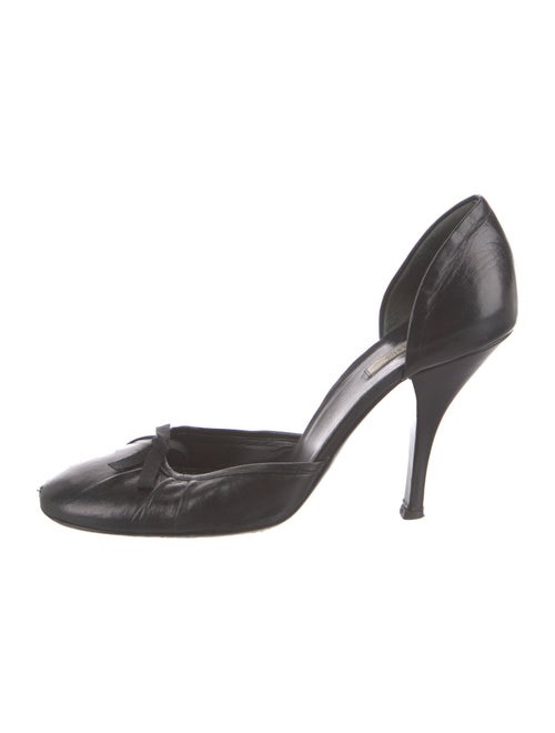 Prada Leather Bow Accents D'Orsay Pumps