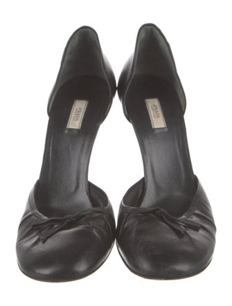 Prada Leather Bow Accents D'Orsay Pumps