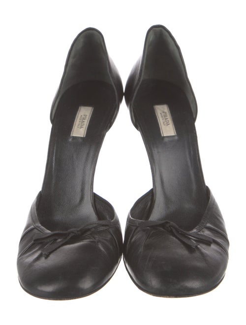 Prada Leather Bow Accents D'Orsay Pumps