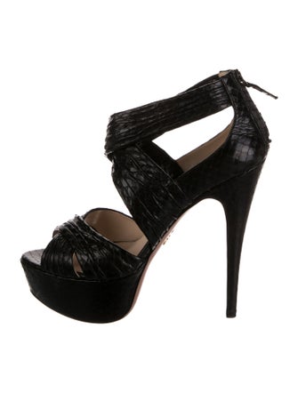 Prada Snakeskin Pleated Accents Sandals