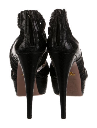 Prada Snakeskin Pleated Accents Sandals