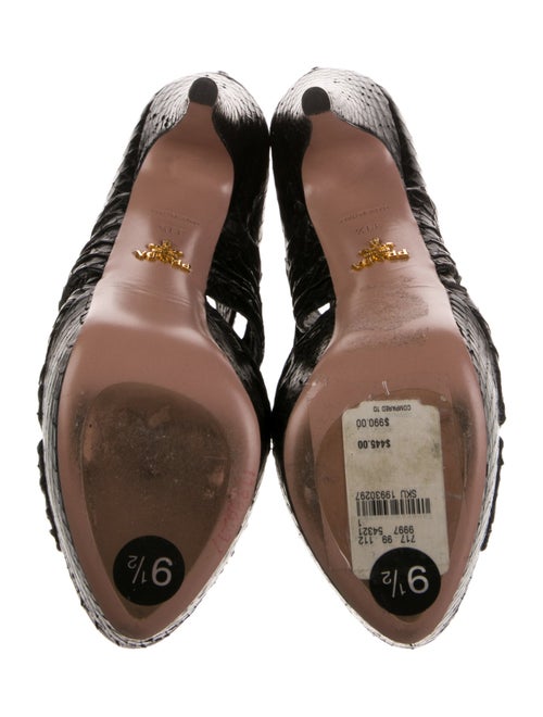 Prada Snakeskin Pleated Accents Sandals