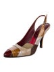 Prada Patent Leather Colorblock Pattern Slingback Pumps
