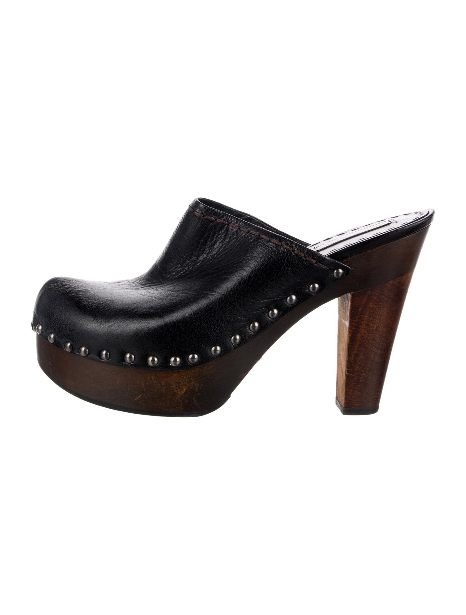 Prada Leather Studded Accents Mules