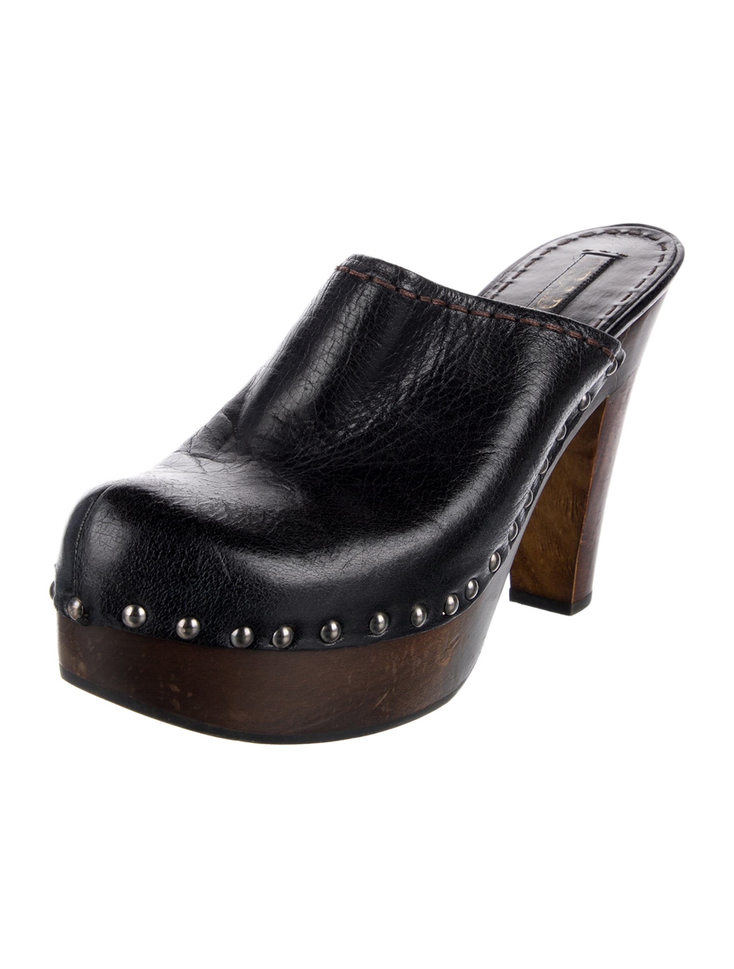 Prada Leather Studded Accents Mules