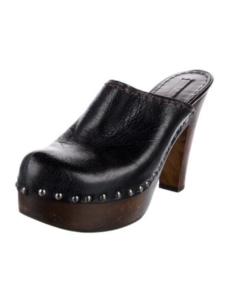Prada Leather Studded Accents Mules