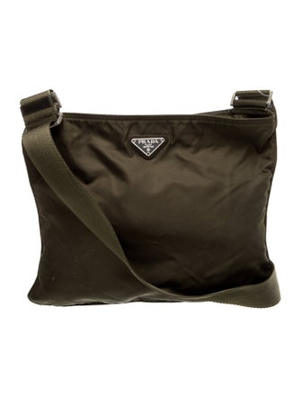 Prada Enameled Metal Triangle Messenger Bag