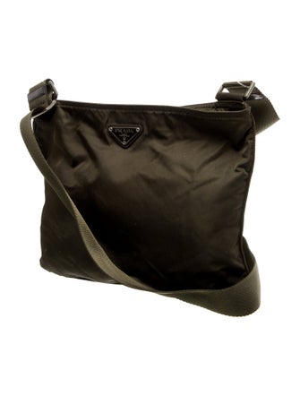 Prada Enameled Metal Triangle Messenger Bag