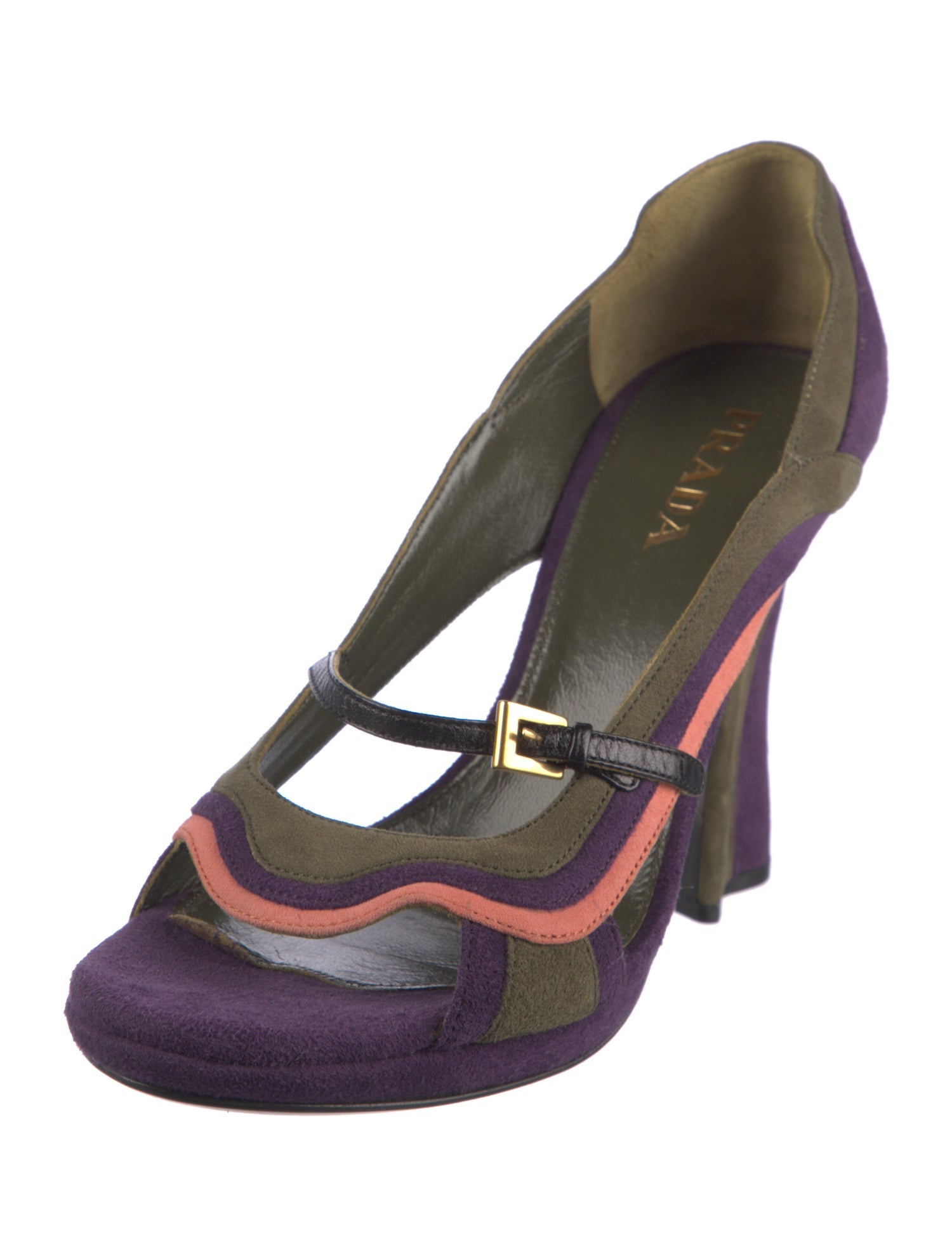 Prada Suede Colorblock Pattern Sandals