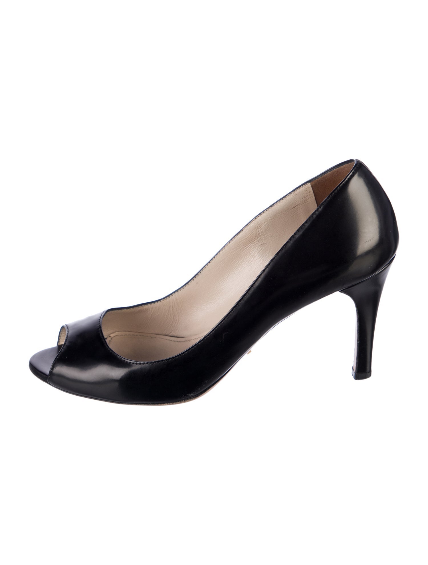 Prada Leather Cutout Accent Pumps
