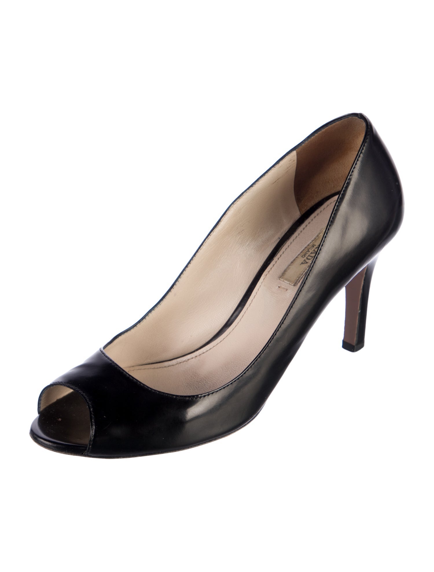 Prada Leather Cutout Accent Pumps