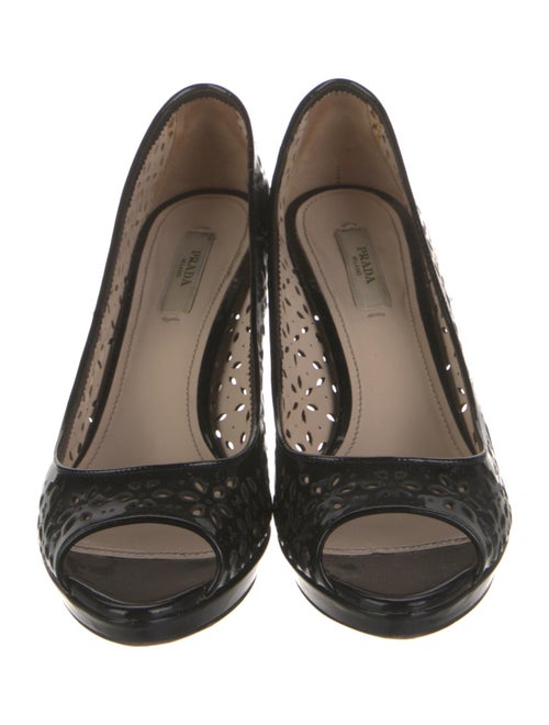 Prada Patent Leather Eyelet Trim Pumps