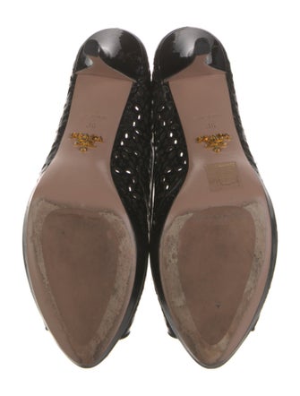 Prada Patent Leather Eyelet Trim Pumps