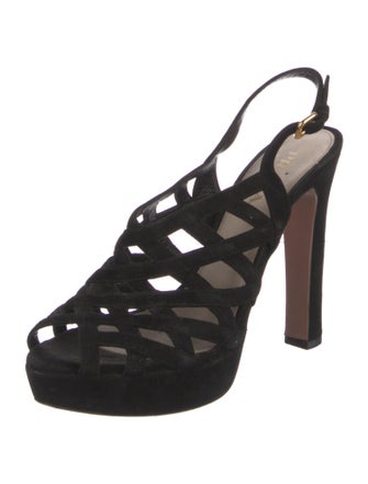 Prada Suede Cutout Accent Slingback Pumps