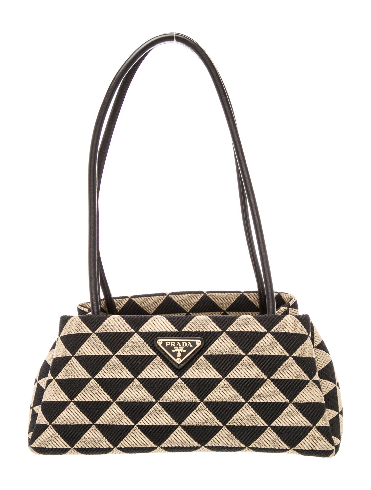 Prada Enameled Metal Triangle Symbole Jacquard Small