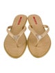 Prada Enameled Metal Triangle Canvas Flip Flops