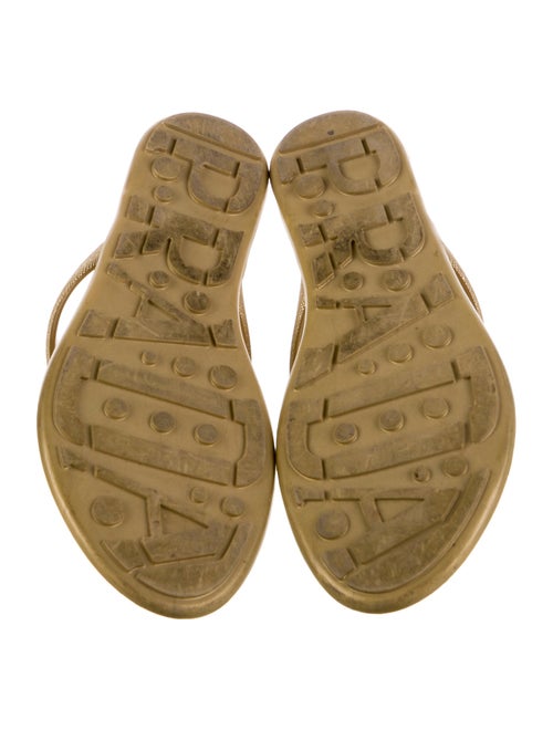Prada Enameled Metal Triangle Canvas Flip Flops