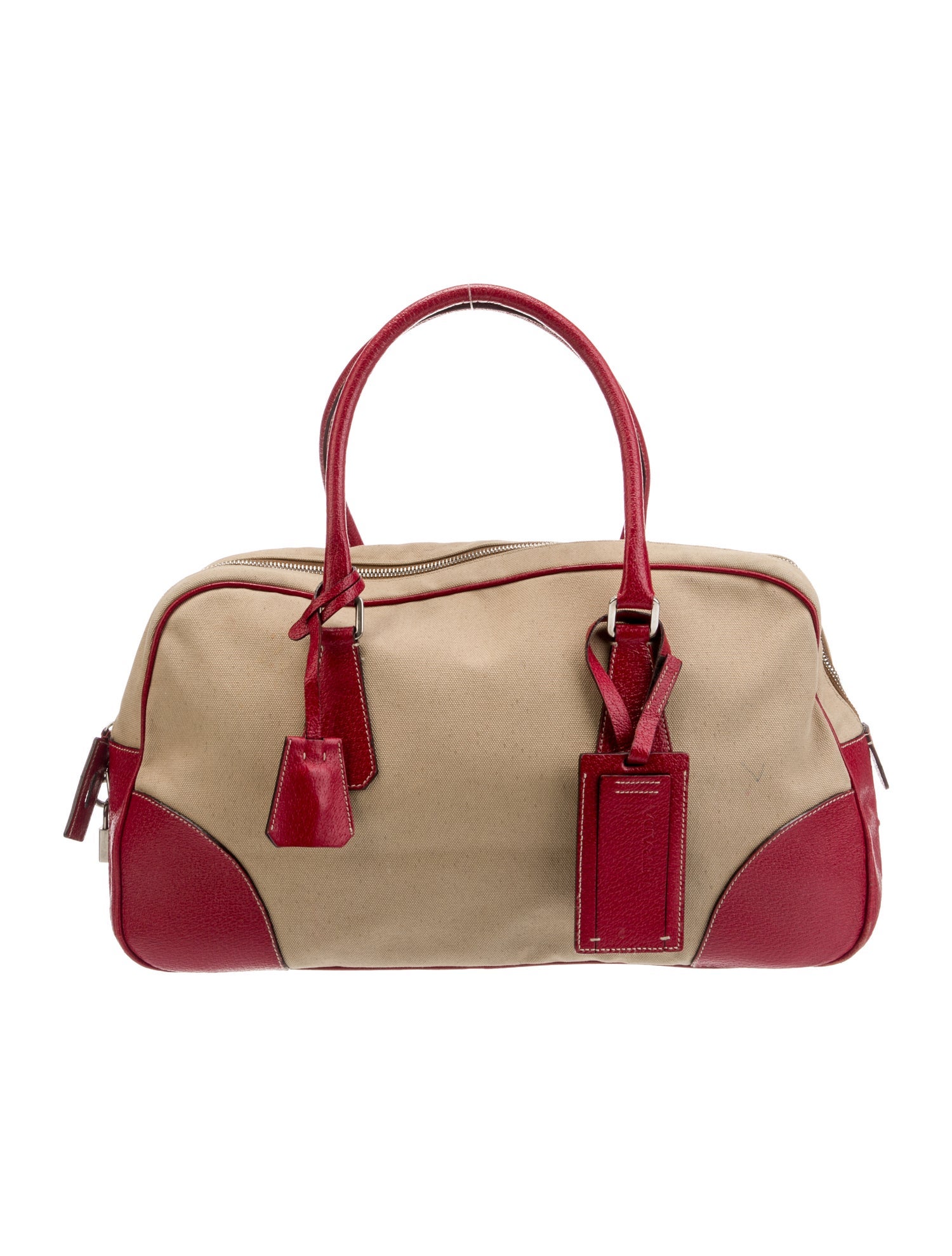 Prada Enameled Metal Triangle Top Handle Bag