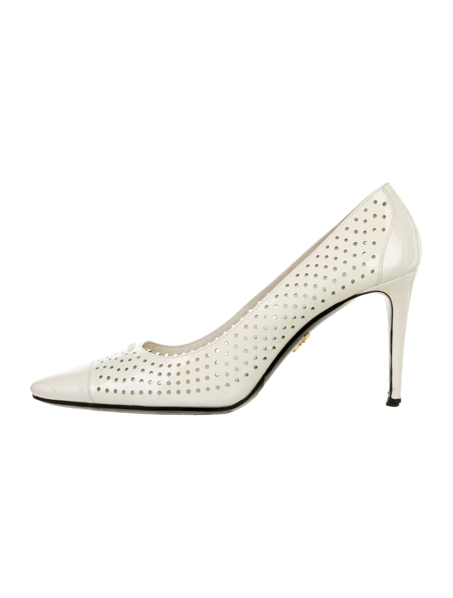 Prada Patent Leather Lasercut Accents Pumps