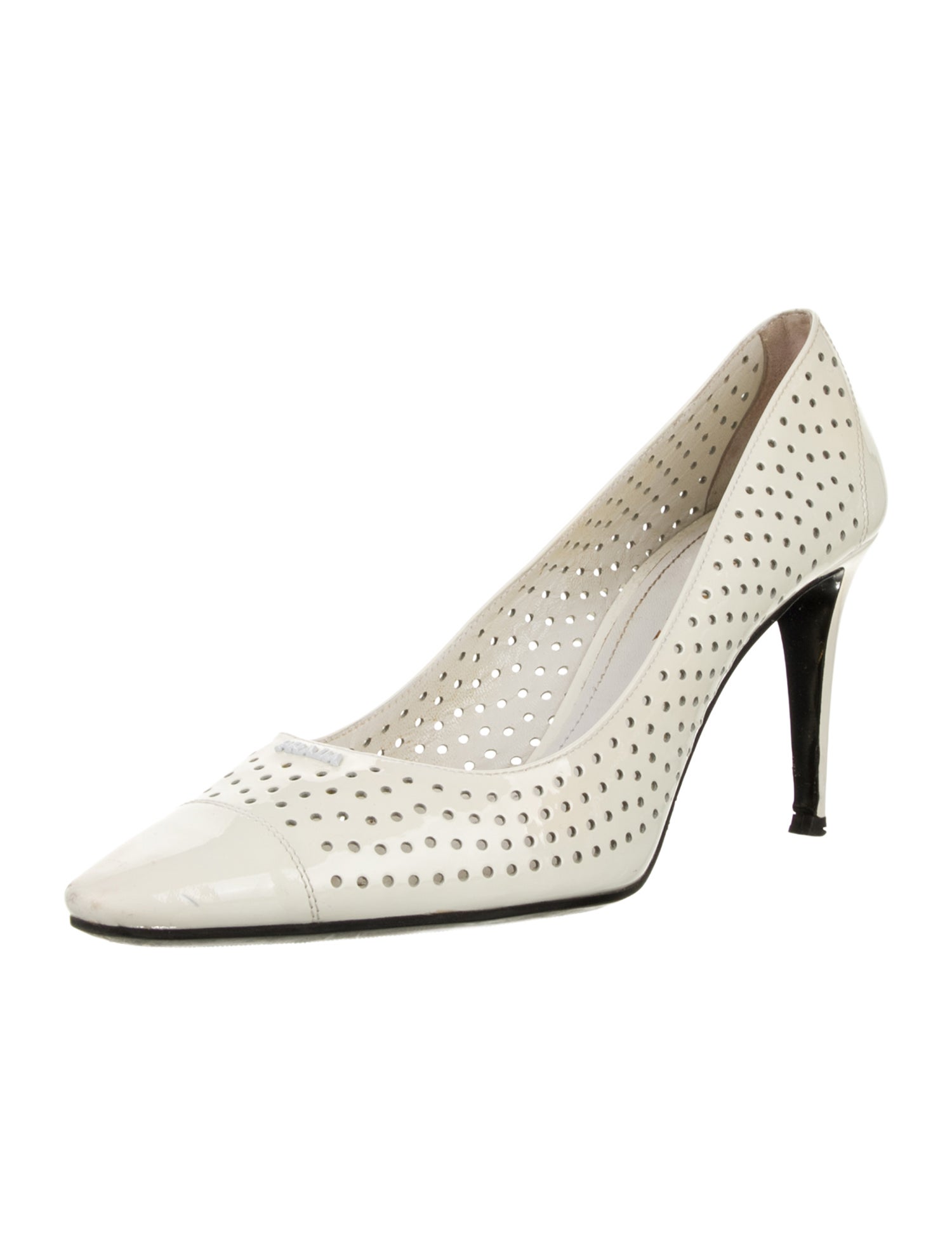 Prada Patent Leather Lasercut Accents Pumps