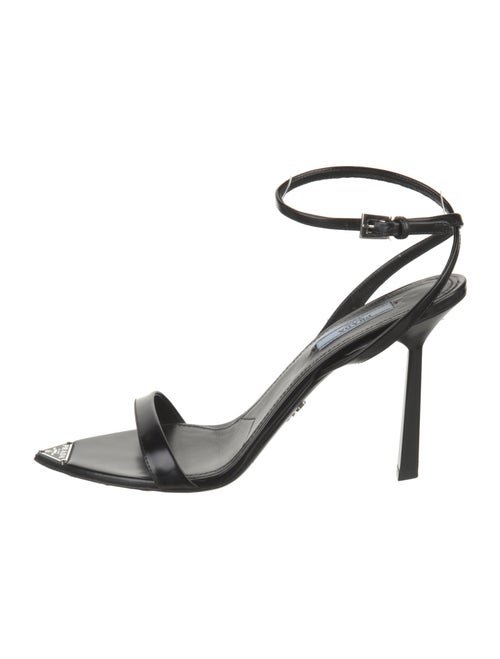 Prada Enameled Metal Triangle Leather Sandals