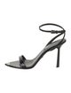 Prada Enameled Metal Triangle Leather Sandals