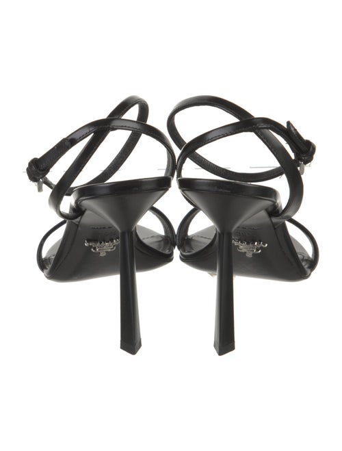 Prada Enameled Metal Triangle Leather Sandals