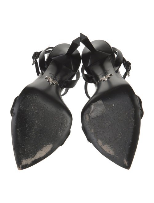 Prada Enameled Metal Triangle Leather Sandals