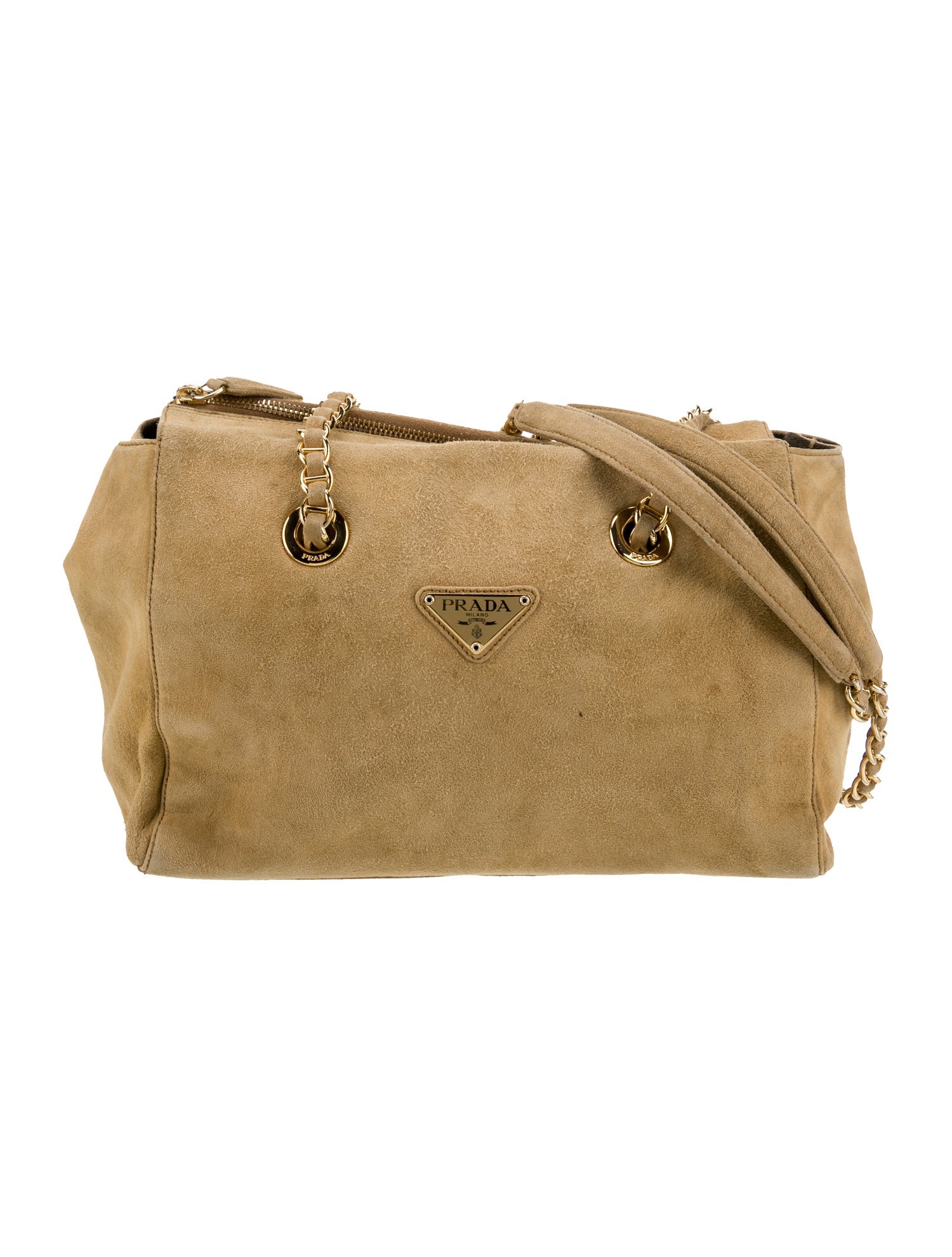 Prada Enameled Metal Triangle Shoulder Bag