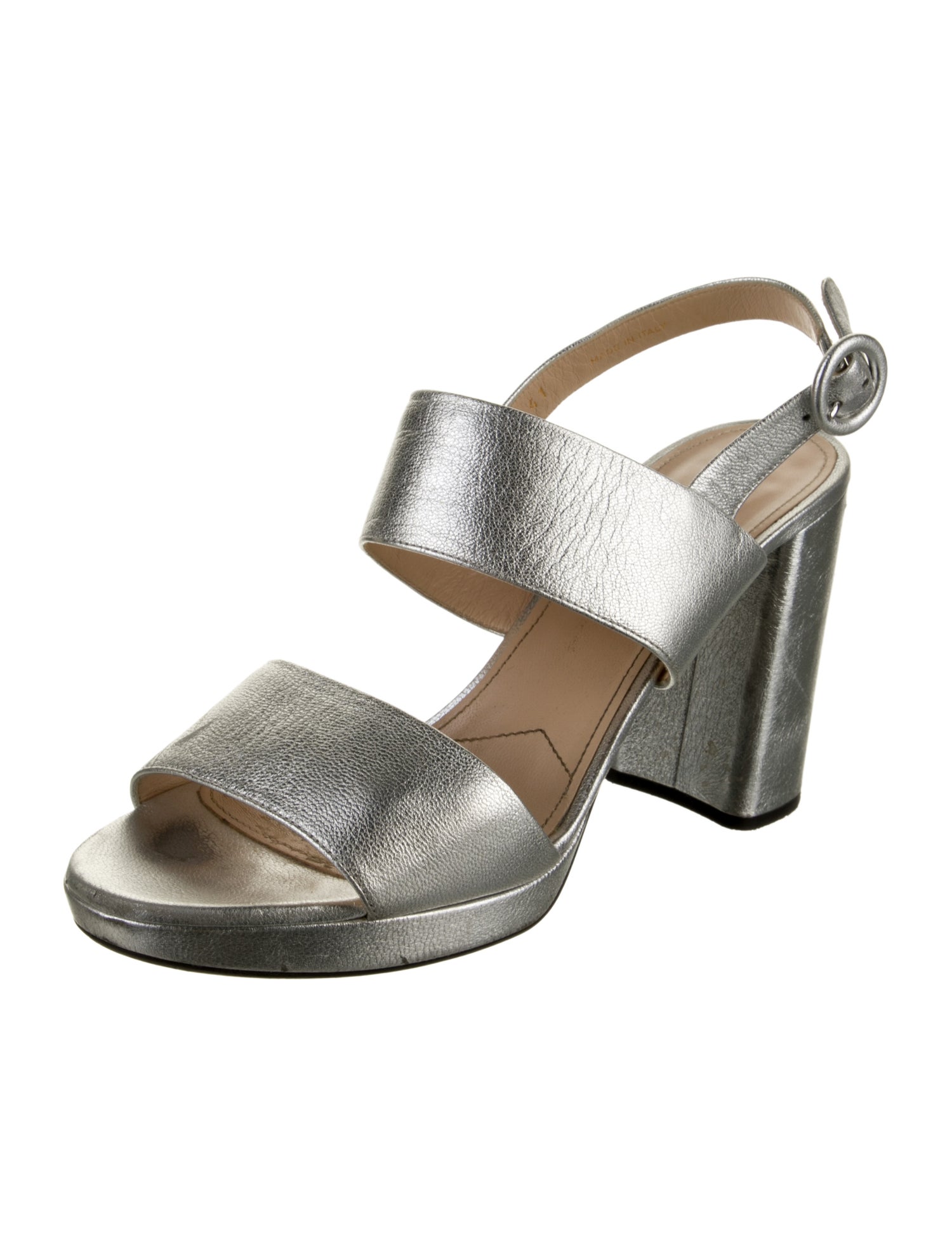 Prada Leather Glitter Accents Slingback Sandals
