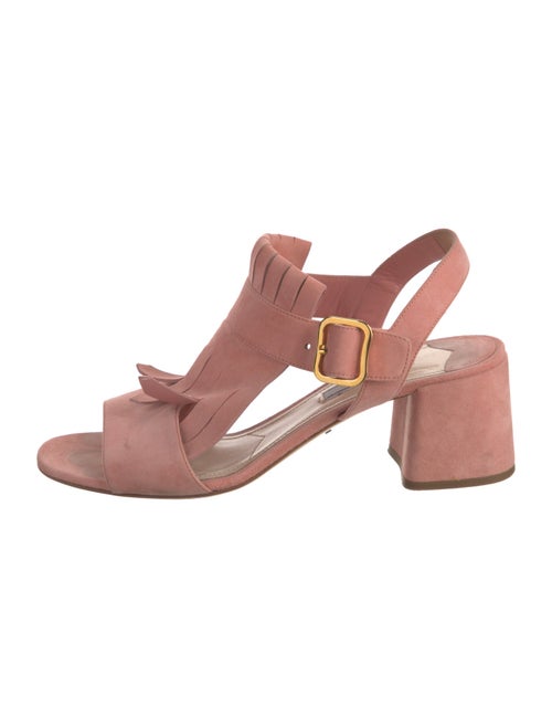 Prada Suede Fringe Trim Accent Slingback Sandals