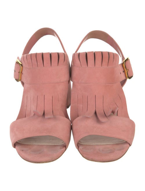 Prada Suede Fringe Trim Accent Slingback Sandals