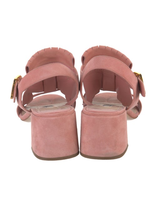 Prada Suede Fringe Trim Accent Slingback Sandals