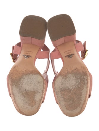 Prada Suede Fringe Trim Accent Slingback Sandals