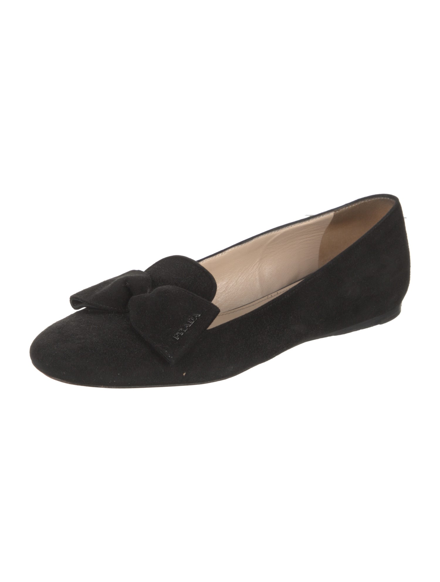 Prada Suede Bow Accents Ballet Flats