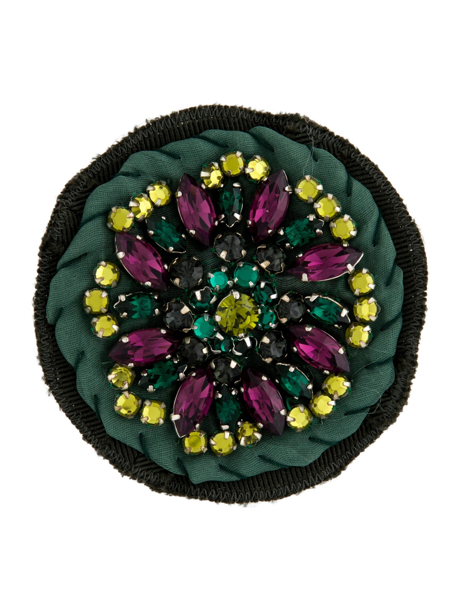 Prada Crystal & Fabric Pin Brooch