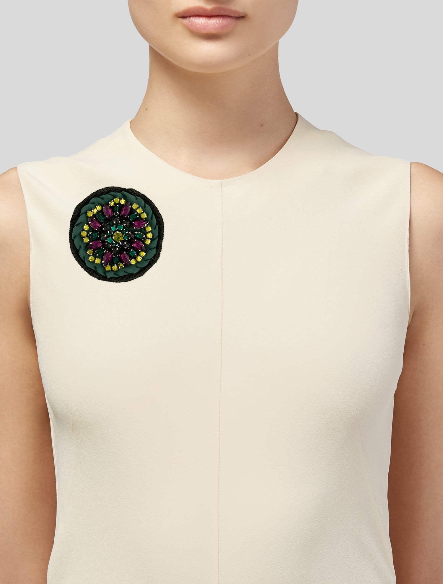 Prada Crystal & Fabric Pin Brooch