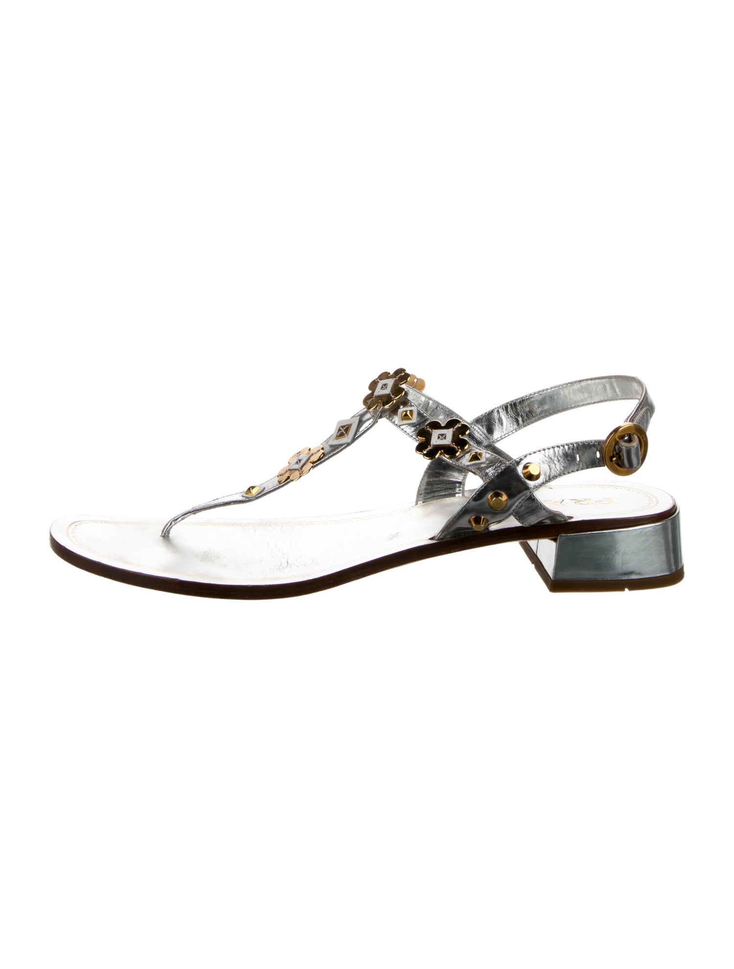 Prada Leather T-Strap Sandals