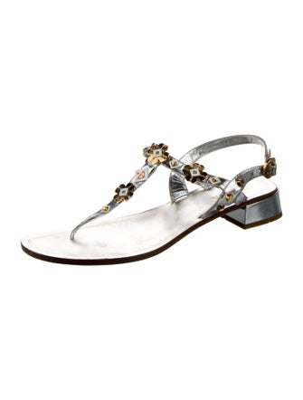 Prada Leather T-Strap Sandals