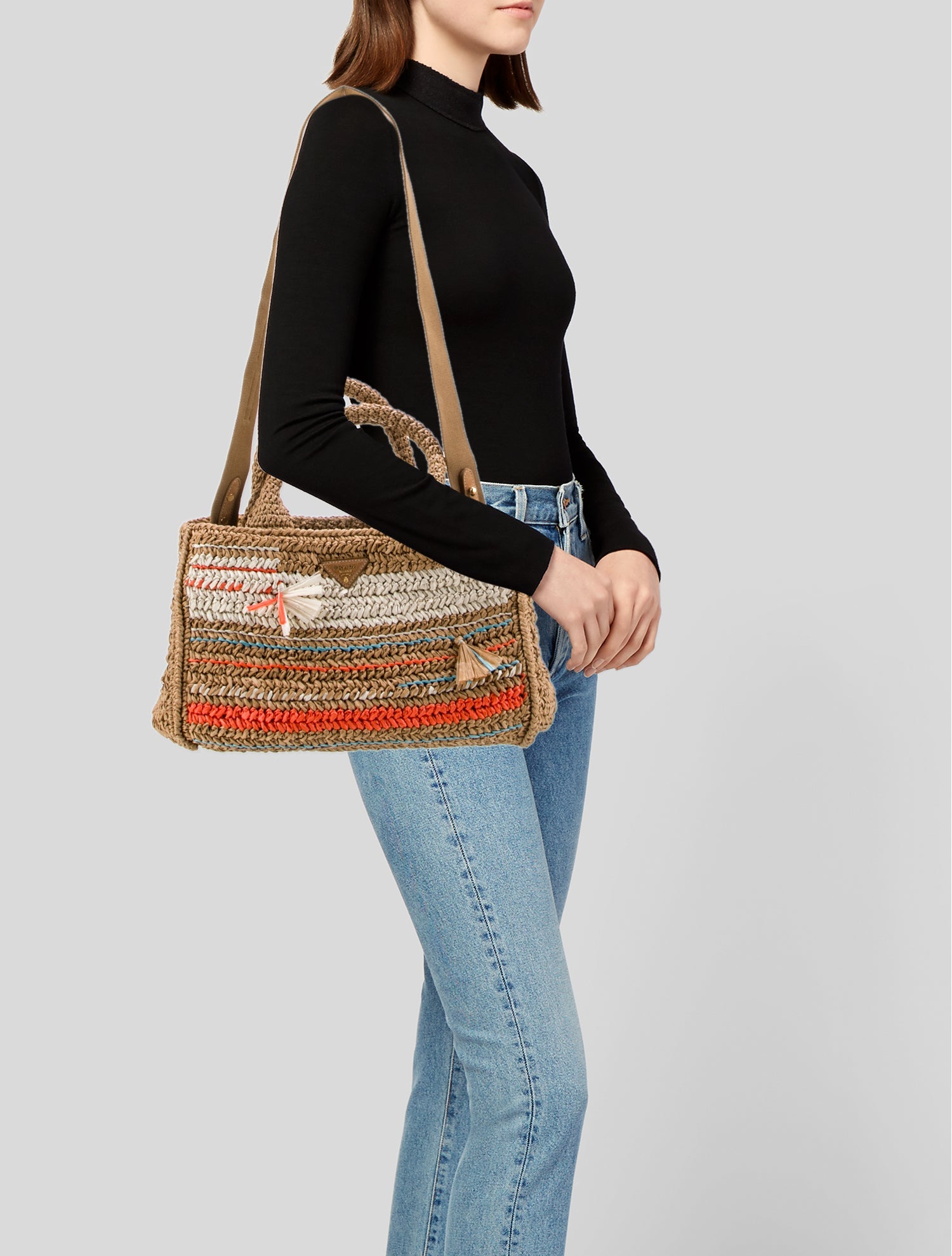 Prada Raffia Grass Top Handle Bag