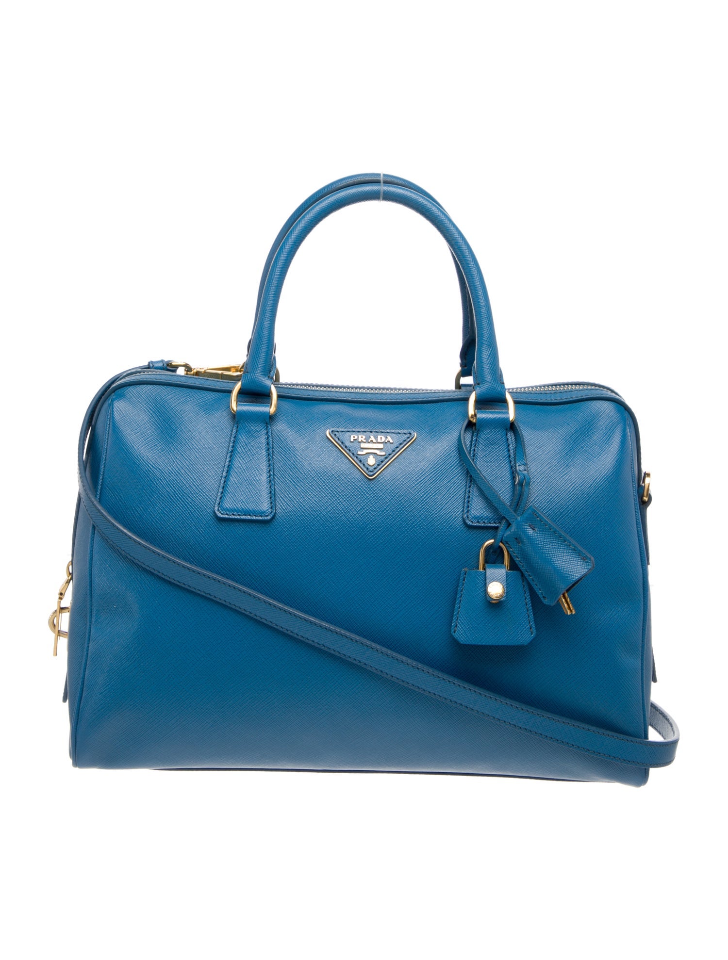 Prada Enameled Metal Triangle Top Handle Bag